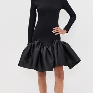 Marques'Almeida Long Sleeve Fitted Mini Dress with Drop
