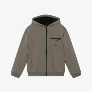 Mayoral Nukutavake Boys Taupe Jersey Zip-Up Hoodie