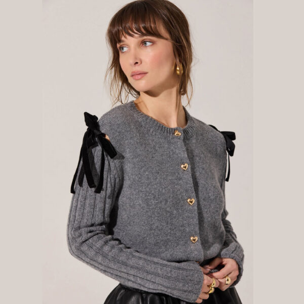 Melvie Bow Detail Cardigan Grey