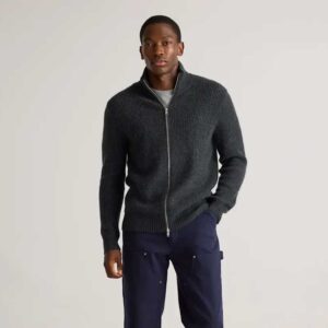 Mongolian Cashmere Fisherman Full Zip Sweater