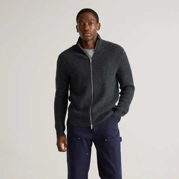 Mongolian Cashmere Fisherman Full Zip Sweater