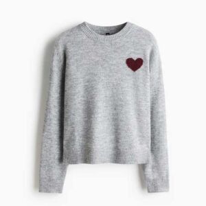 Motif-Detail Sweater Gray melange/heart