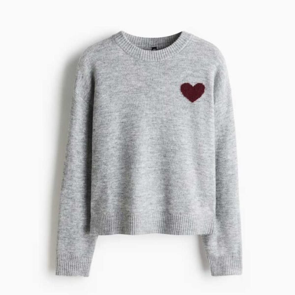 Motif-Detail Sweater Gray melange/heart
