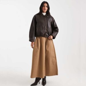 ONLY pleated maxi A-line skirt in camel