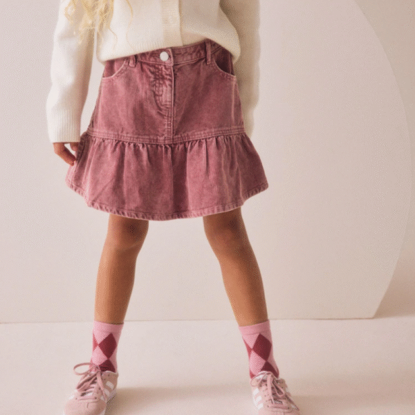 Pink Frill Hem Corduroy Skirt (3-16yrs)