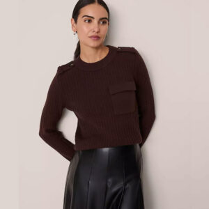 Ribbed Pocket Sweater Pure Chocolate