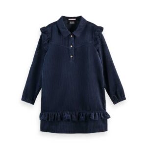 Scotch & Soda Kids' Long Sleeve Ruffled Corduroy Dress