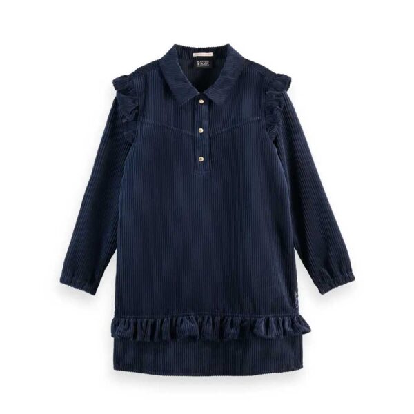 Scotch & Soda Kids' Long Sleeve Ruffled Corduroy Dress