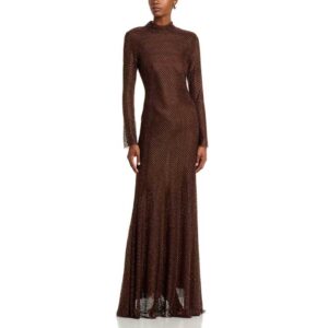 Self-Portrait Rhinestone Mesh Maxi Dress