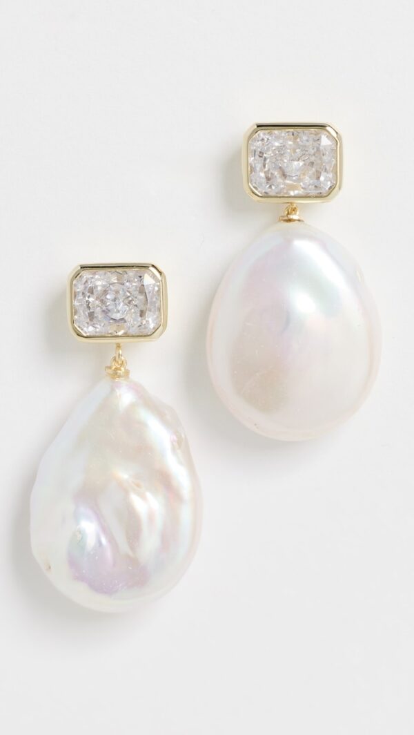 SHASHI Emerald Baguette Cleo Earrings