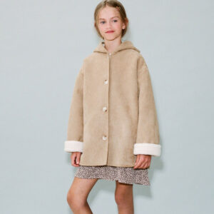 Shearling-effect hooded coat Medium Brown