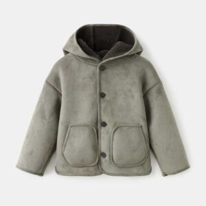 Sheepskin-lined suede jacket Khaki