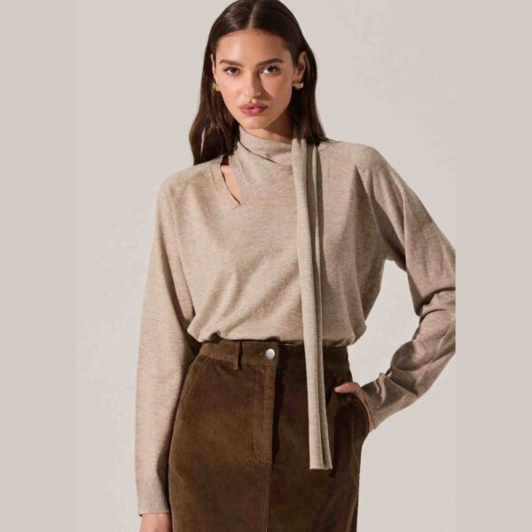 Silvana Cutout Scarf Sweater Taupe