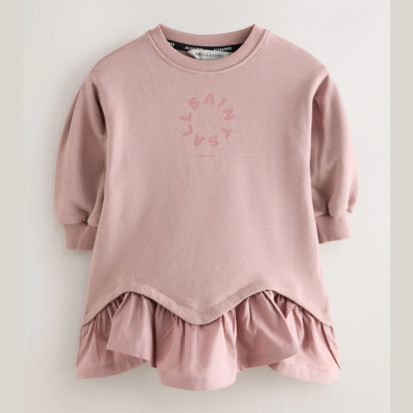 smALLSAINTS Mid Pink Tierra Peplum Younger Girls Sweat Dress