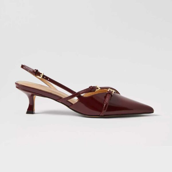 Strappy Pointy Toe Patent Pump Dark Burgundy