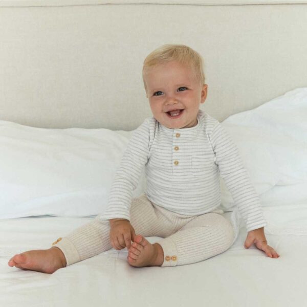 Stripes knitted leggings Sand