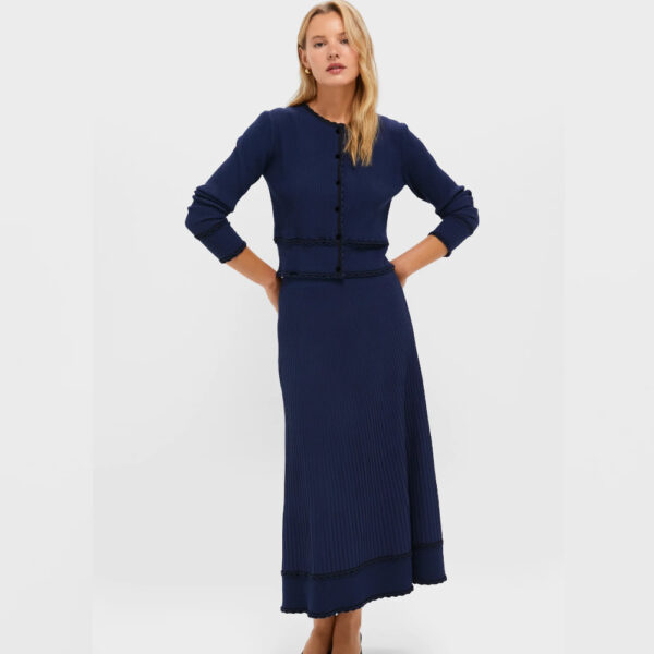 Tuckernuck Navy Knit Claudia Midi Skirt