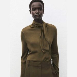 Turtleneck sweater with knot Olive Green