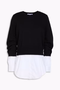 VERONICA BEARD Amirah layered wool and poplin sweater