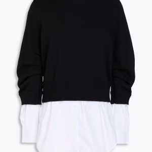 VERONICA BEARD Amirah layered wool and poplin sweater