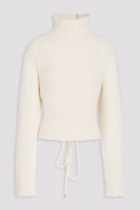 MAJE Lace-up knitted turtleneck sweater