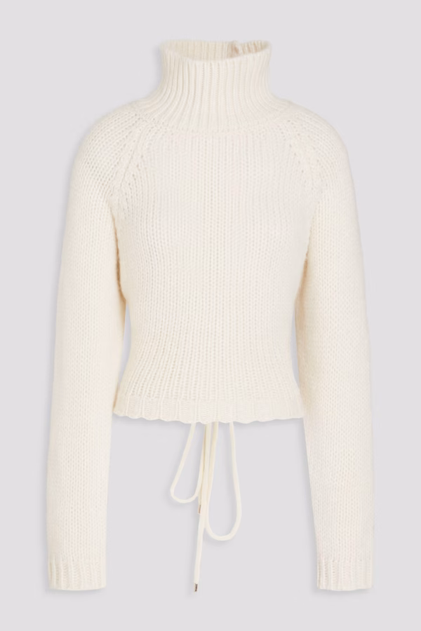 MAJE Lace-up knitted turtleneck sweater