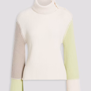 SIMKHAI Flores color-block ribbed wool and cashmere-blend turtleneck sweater