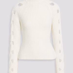 SIMKHAI Montrose cutout ribbed and cable-knit turtleneck sweater
