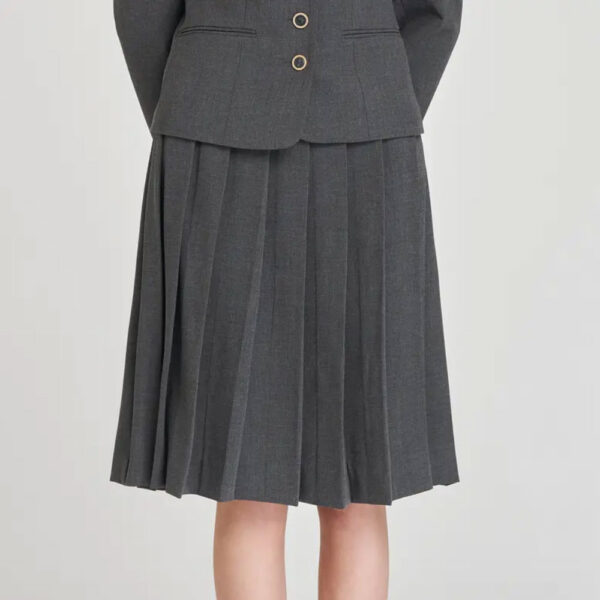 WAYF Darby Pleated Skirt Charcoal