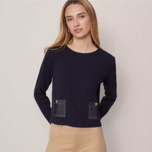 Weekend Collection Denim Patch Pocket Pullover