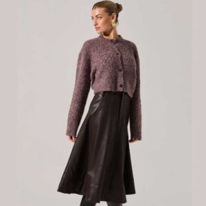 Zhuri Faxu Leather Midi Skirt Dark brown