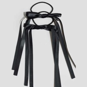 2-Pack Hair Elastics with Bow Black