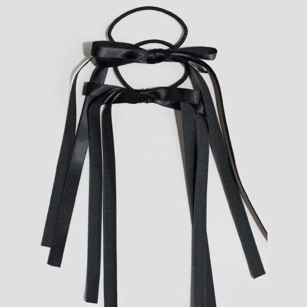 2-Pack Hair Elastics with Bow Black