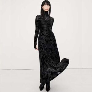 Burnout Velvet Maxi Dress Black Floral