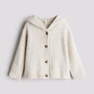 Hooded Bouclé-Knit Cardigan