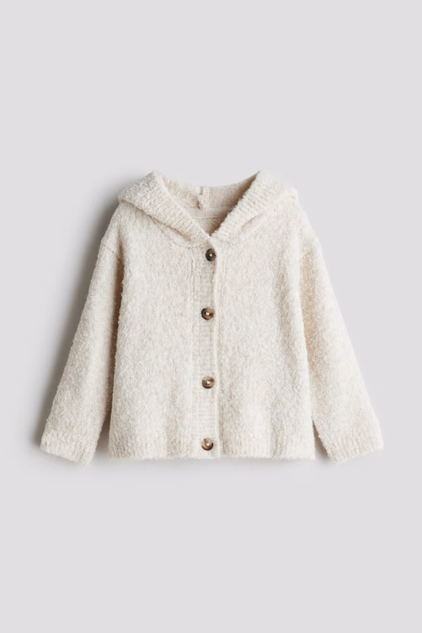 Hooded Bouclé-Knit Cardigan