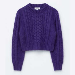 Cropped Cable-Knit Jumper Dark Purple