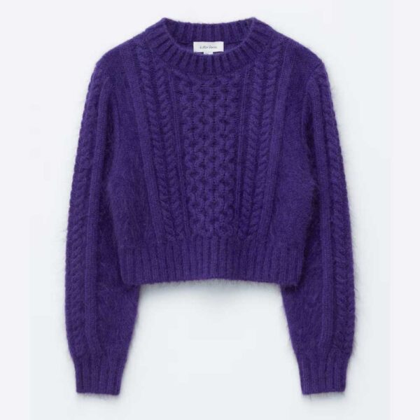 Cropped Cable-Knit Jumper Dark Purple