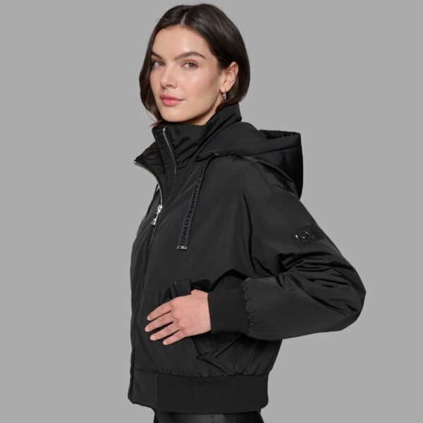 CROPPED LOGO BOMBER JACKET Black