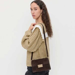 Delphine Brown Suede Shoulder Bag Brown