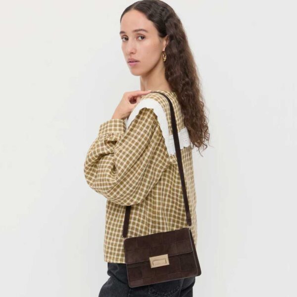 Delphine Brown Suede Shoulder Bag Brown