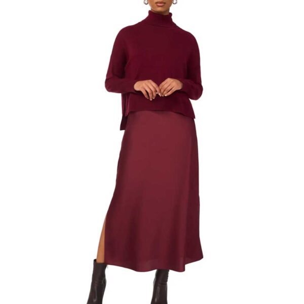 Halogen® Turtleneck Sweater & Satin Slipdress Set