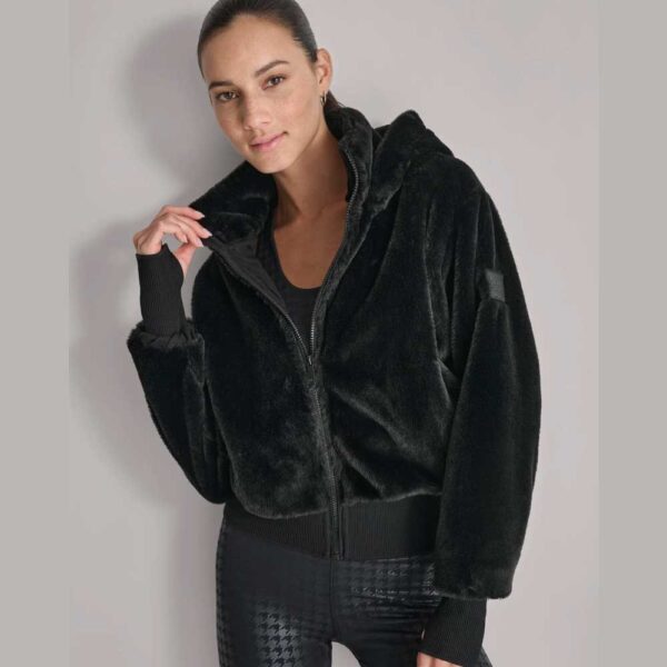 HOODED TEDDY BOMBER Black