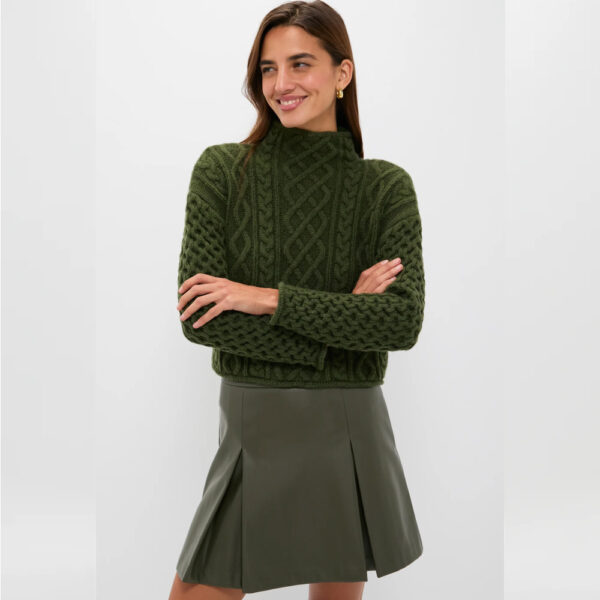 Hyacinth House Olive Cable Knit Cropped Perry Turtleneck