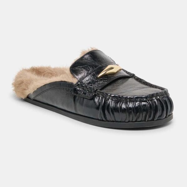 Jodero Plush Flats Black Leather