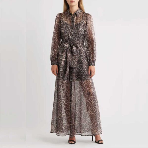 Julia Jordan Tie Belt Long Sleeve Maxi Shirtdress
