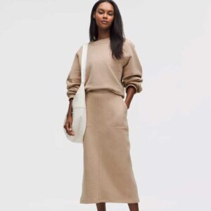 Loungeful High-Rise Midi Skirt Heathered Nutmeg
