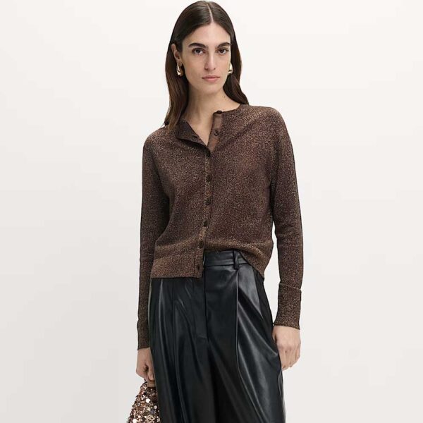 M&S Metallic Sparkly Crew Neck Cardigan