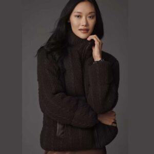 NVLT Sweater Knit Puffer Jacket Espresso