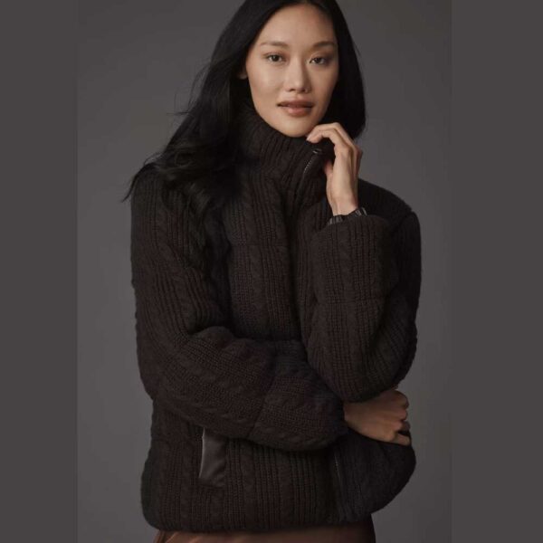 NVLT Sweater Knit Puffer Jacket Espresso